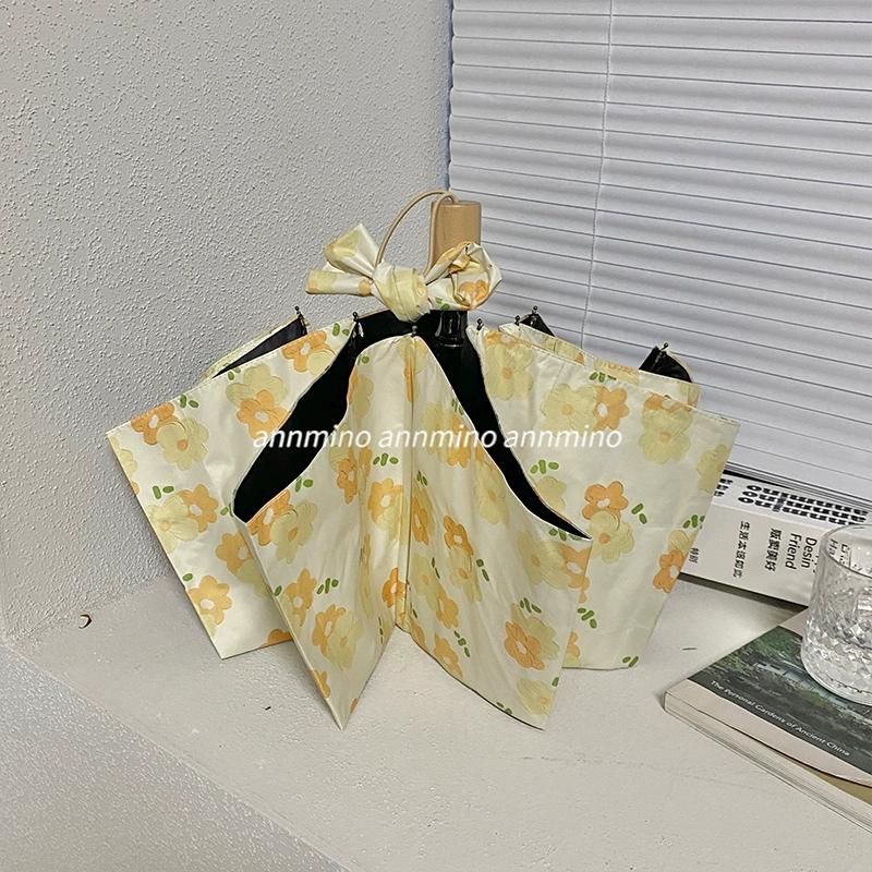 

Зонт из молочной пены Flower field для женщин, автоматический, солнцезащитный, дождевой, двухцелевой, виниловый, тройной, солнцезащитный зонт