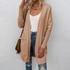 Vintage Solid Color Loose Knitwear V-Neck Long Sleeve Cardigan Sweater Top for Autumn Winter