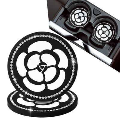 Vibrly Non-slip Coasters for Cars, Set of 2, Sparkling, Cup Holder Mat, Stylish, Interior