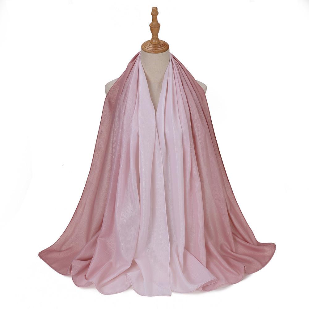 New Silk Hand Gradient Fashion Hijab Scarf Indonesian Malay Silver Scarf Raya Hijab