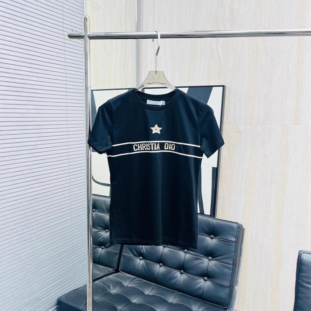 2025 High-End Women's Short Sleeve Embroidered Logo T-Shirt - Japanese & Korean Casual Style