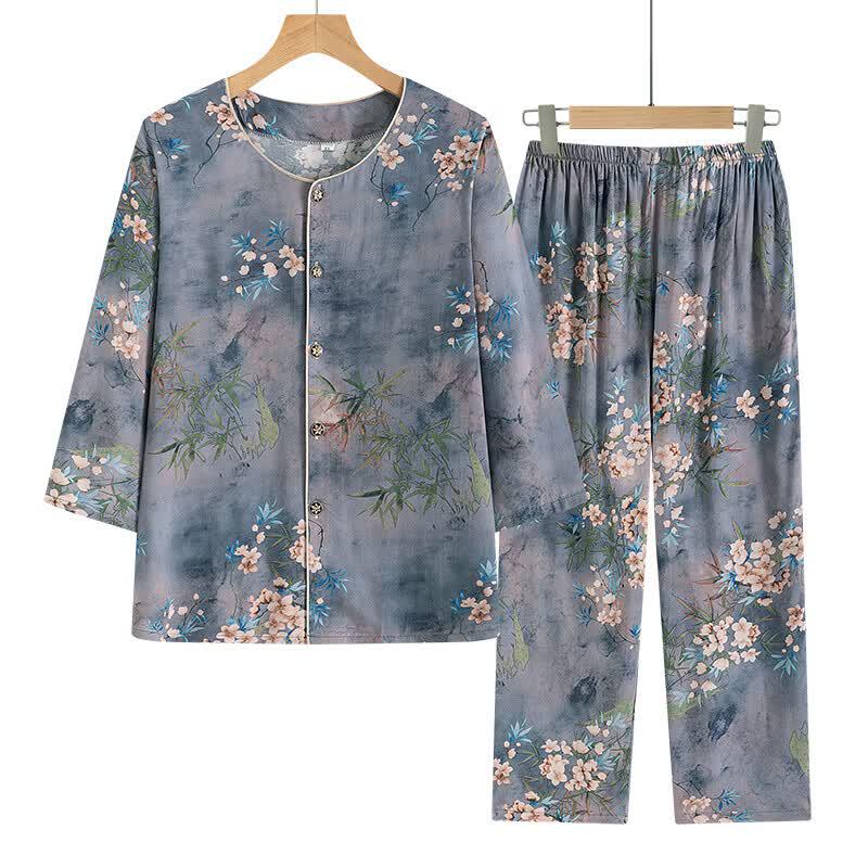 Elderly Women's Plus Size Summer Two-Piece Set
