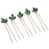 5pcs Vintage Design Wedding Hair Piece Green Rhinestone Hair Jewelry Rhinestone Hair Pin  Bride