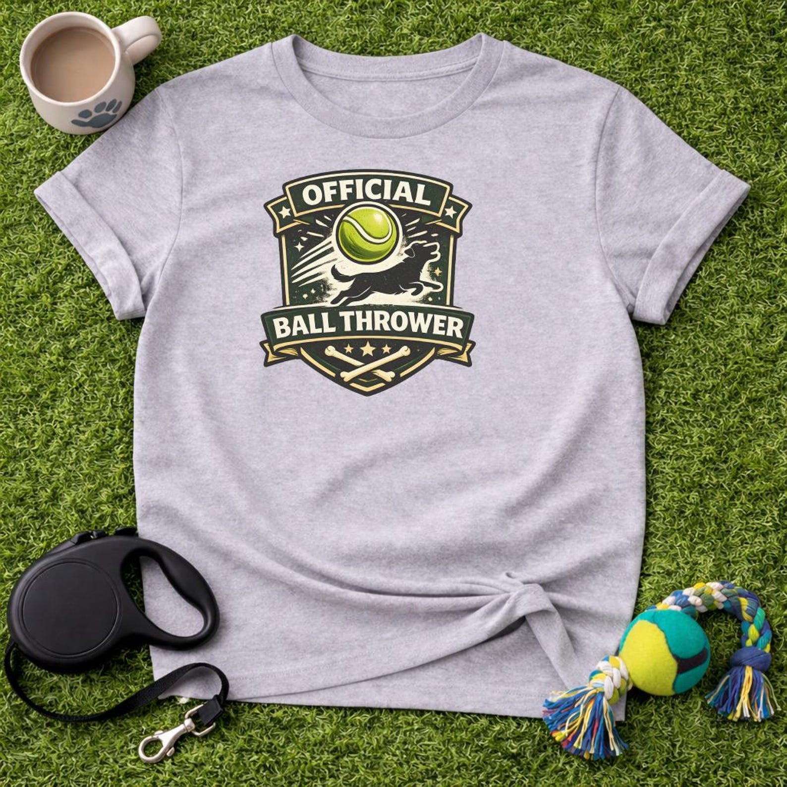 Official Ball Thrower T-Shirt | Dog Lover Gift | Funny Pet Parent Tee for Dog Mom Dad | Retro Fetch Play Canine Graphic Shirt S