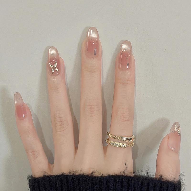 Verlaufende Bernstein-Goldfolie Abnehmbare Nagelsticker - Herbst/Winter-Kollektion
