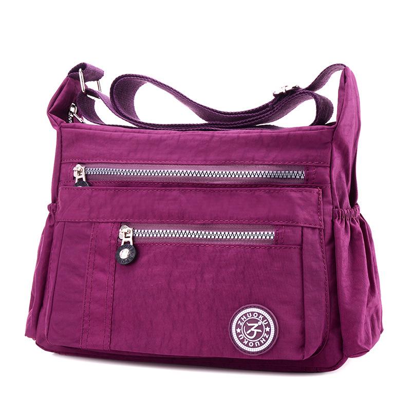 Women Solid Color Water Repellent Nylon Travel Shoulder Bag Crossbody Bags
