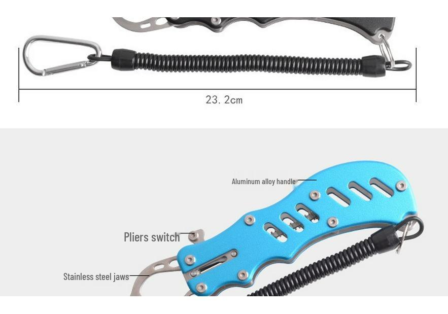 304 Stainless Steel Fish Gripper with Lure Pliers - Finger Trigger Fish Controller and Grabber for Fishing.