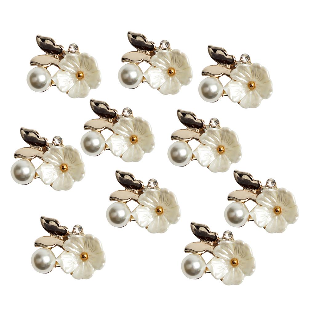 10 Pieces Flatback Pearl Embellishments Flower Shapes Wedding Embellishment for Scrapbooking Craft Cardmaking Bouquet Handcraft