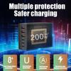 200W 6-Port GaN Fast Charging Station USB C Charger Quick Charge QC PD 3.0 Type C Fast Charger for IPhone 16/15/14/13 Pro MacBook