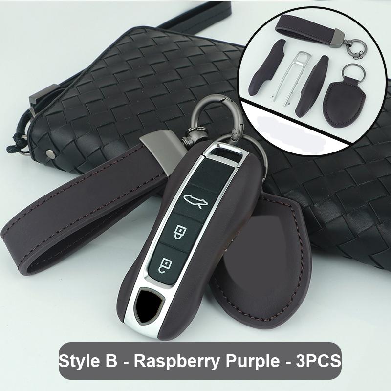Leather Fob Remote Keys Case Key Cover Key Shell Replace For Porsche Boxster Cayman 911 Panamera Cayenne Macan