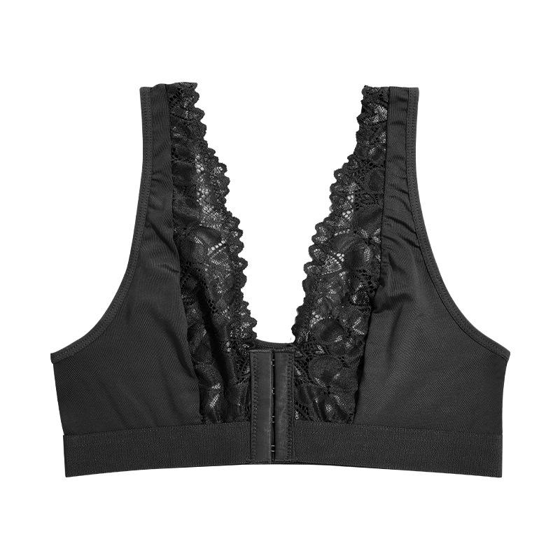 Women's Sexy French Lace Seamless Front Buckle Bra