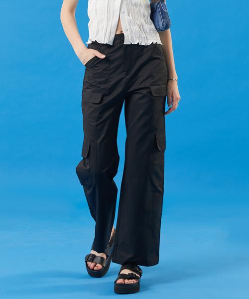 KOLEAT Summer Cooling Crisp Straight Cargo Slacks Pants [Black]