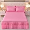 3/1P Bed Sheet Lace Skirt Elastic Fitted Double Bedspread With Pillowcases Mattress Cover Bedding Set Elastic King Size Bedsheet