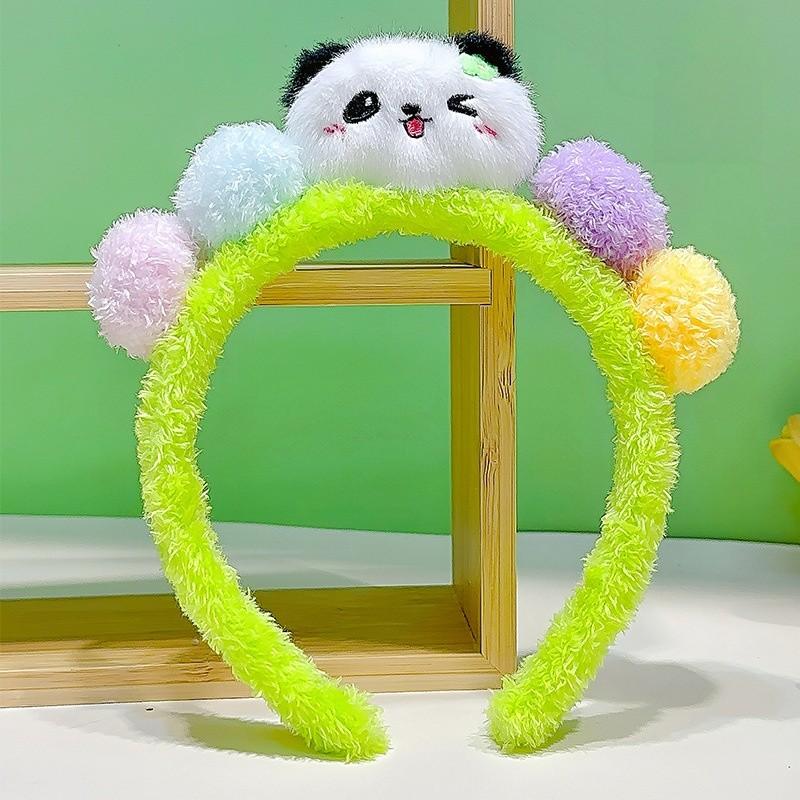 Panda Cartoon Hairband With Colorful Balls For Kids And Students