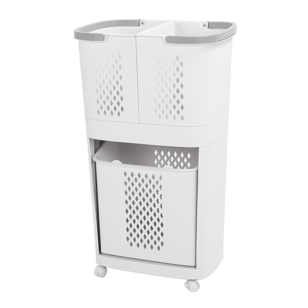 Kunststoff Wäschekorb Haushalt Schmutzige Kleidung Lagerung Korb mit Rädern 3 Unabhängige Lagerung