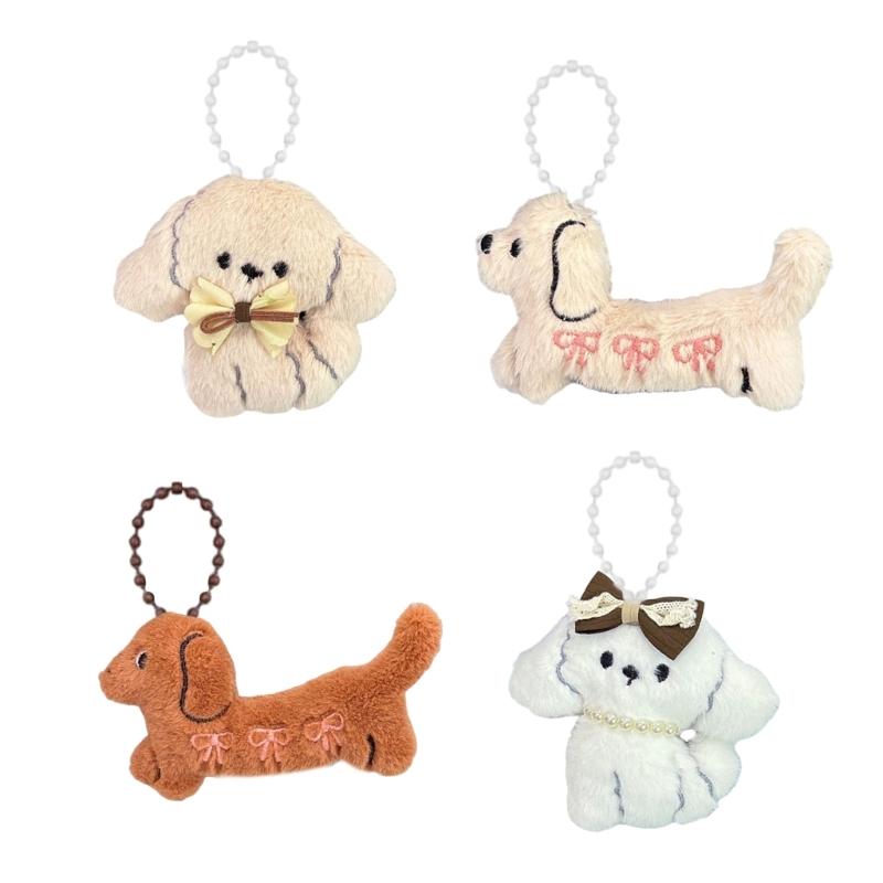 Dog Shaped Plush Bag Charm Keyring Soft Stuffed Animal Keychain Shopping Bag Charm Fashion Accessories for Everyday Use