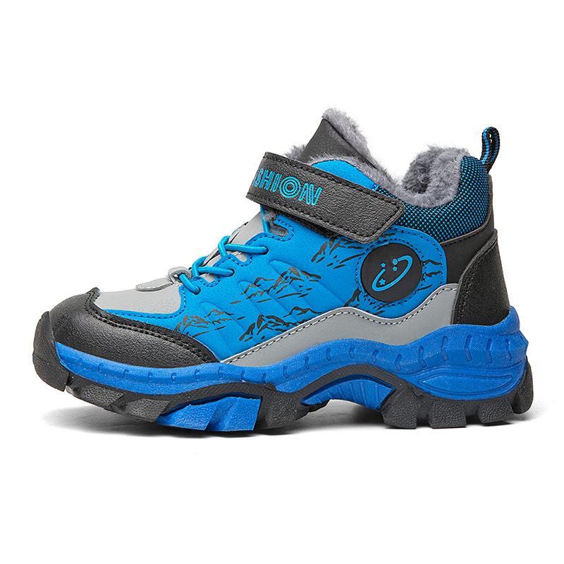 

Зимние детские повседневные снежные ботильоны Нескользящая уличная обувь для альпинизма Модные детские водонепроницаемые теплые кроссовки 30 синий