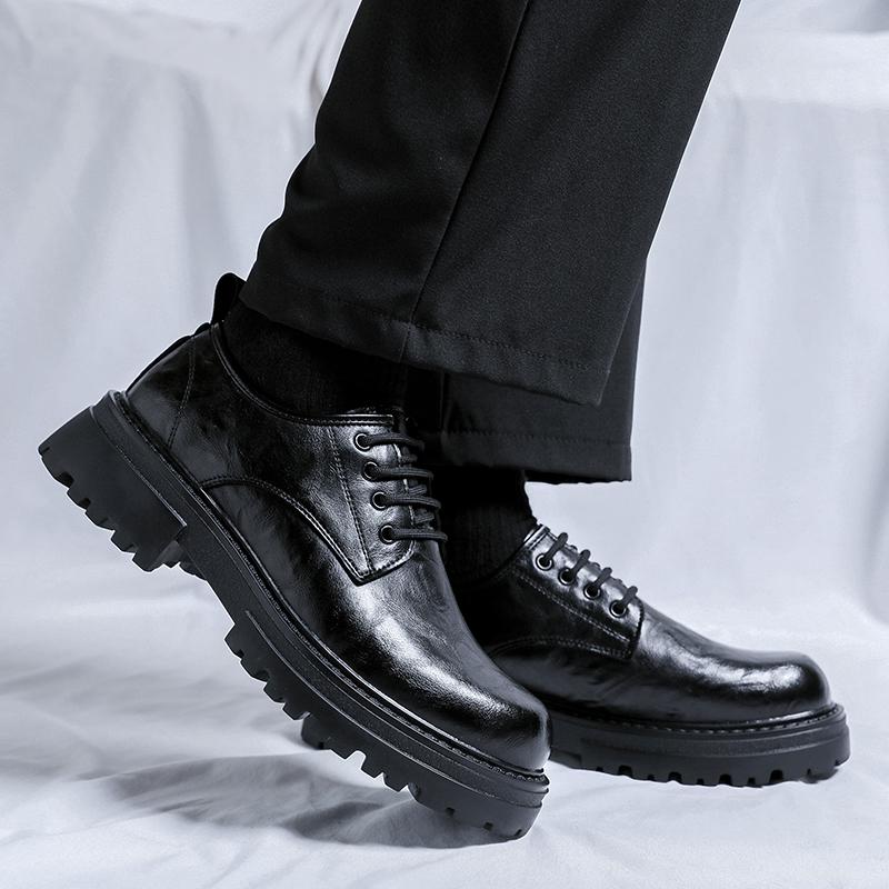 Mens Platform Leather Shoes 2024 Casual Formal Dress Loafers Breathable Soft Flats for Male Non Slip Driving Office Work Shoes