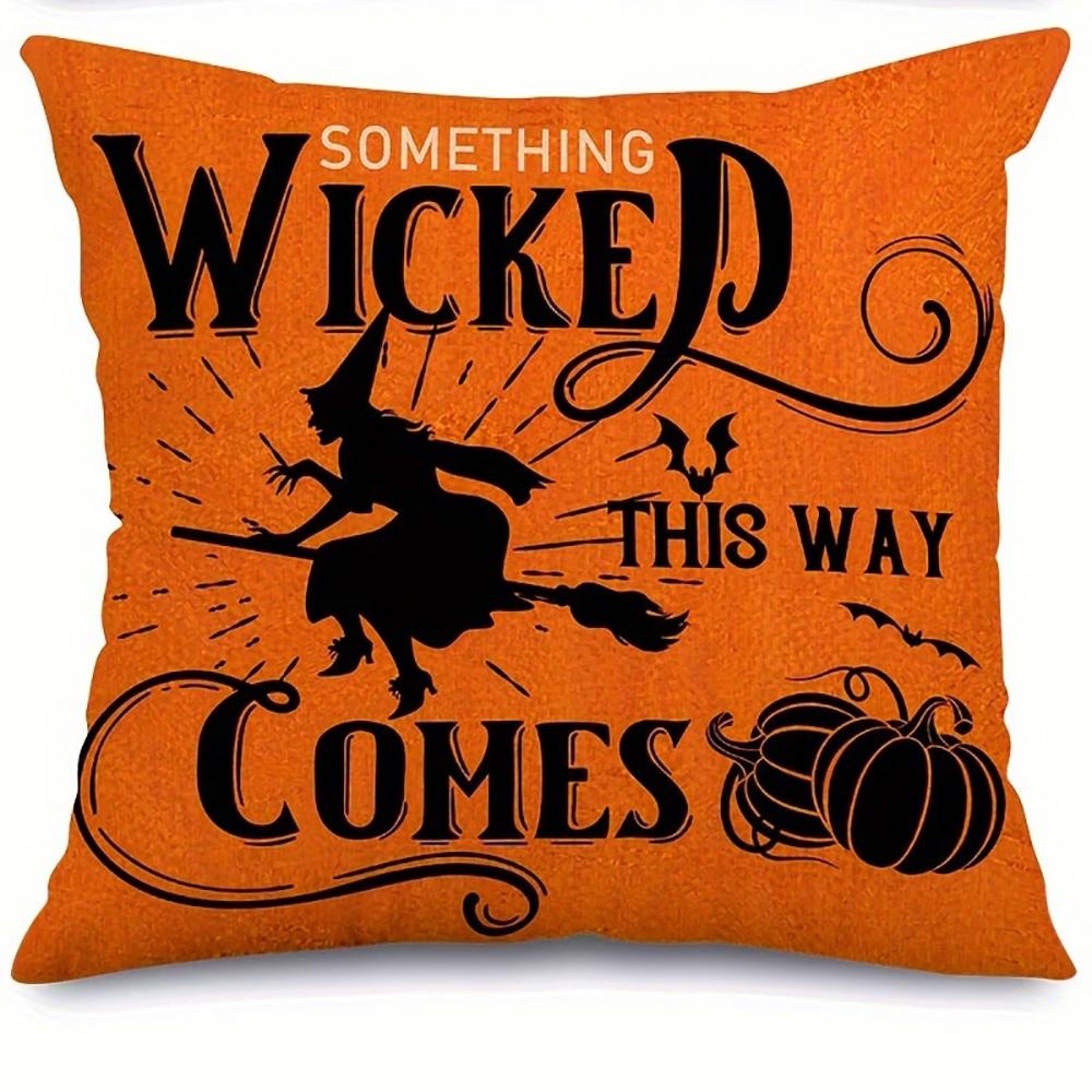 

1 шт. чехол для подушки с украшением на Хэллоуин, чехол с рисунком лунной ведьмы и черной кошки, подходит для украшения домашней комнаты на вечеринку 50x50cm