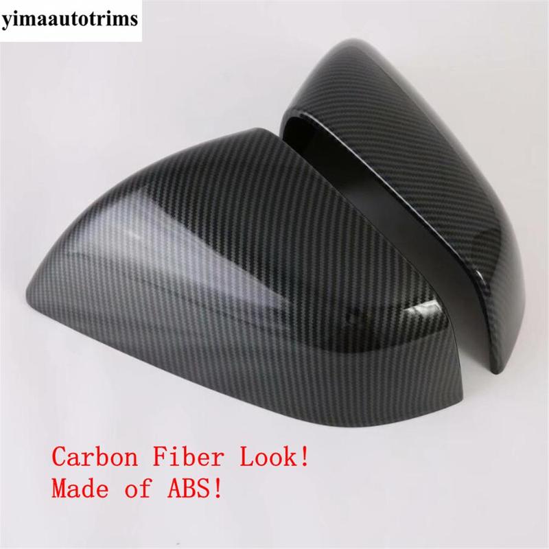 Side Rearview Mirror Cap Decoration Protection Cover Trim For Tesla Model X 2017 - Carbon Fiber Style Exterior Accessories