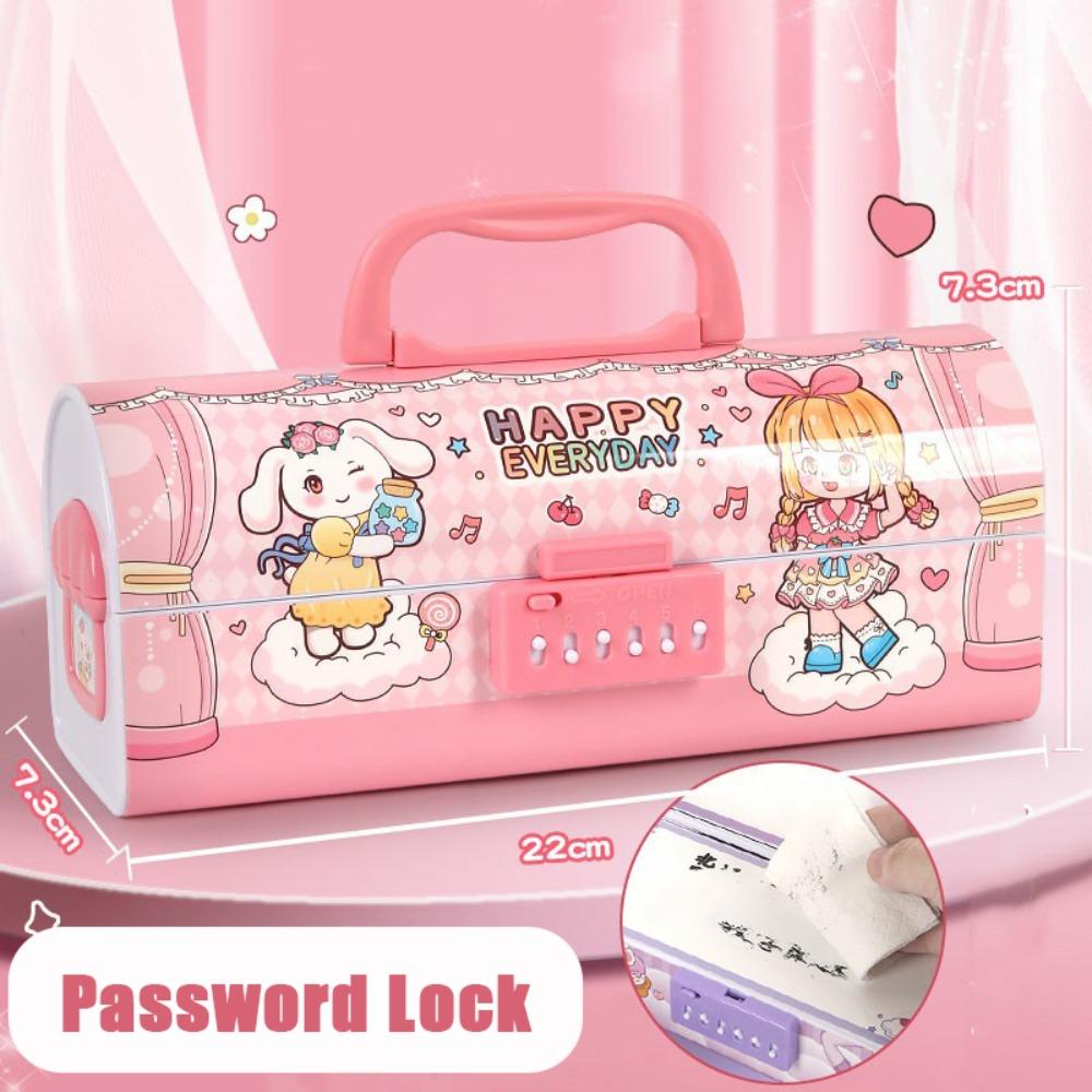 Multi-Function Pencil Case With Password Lock Stationery Storage Box Cartoon Pen Box  Student Gift