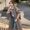 Dark Khaki Single-breasted Windbreaker Women's Mid-length Spring and Autumn New Temperament Loose Design Coat Jacket
