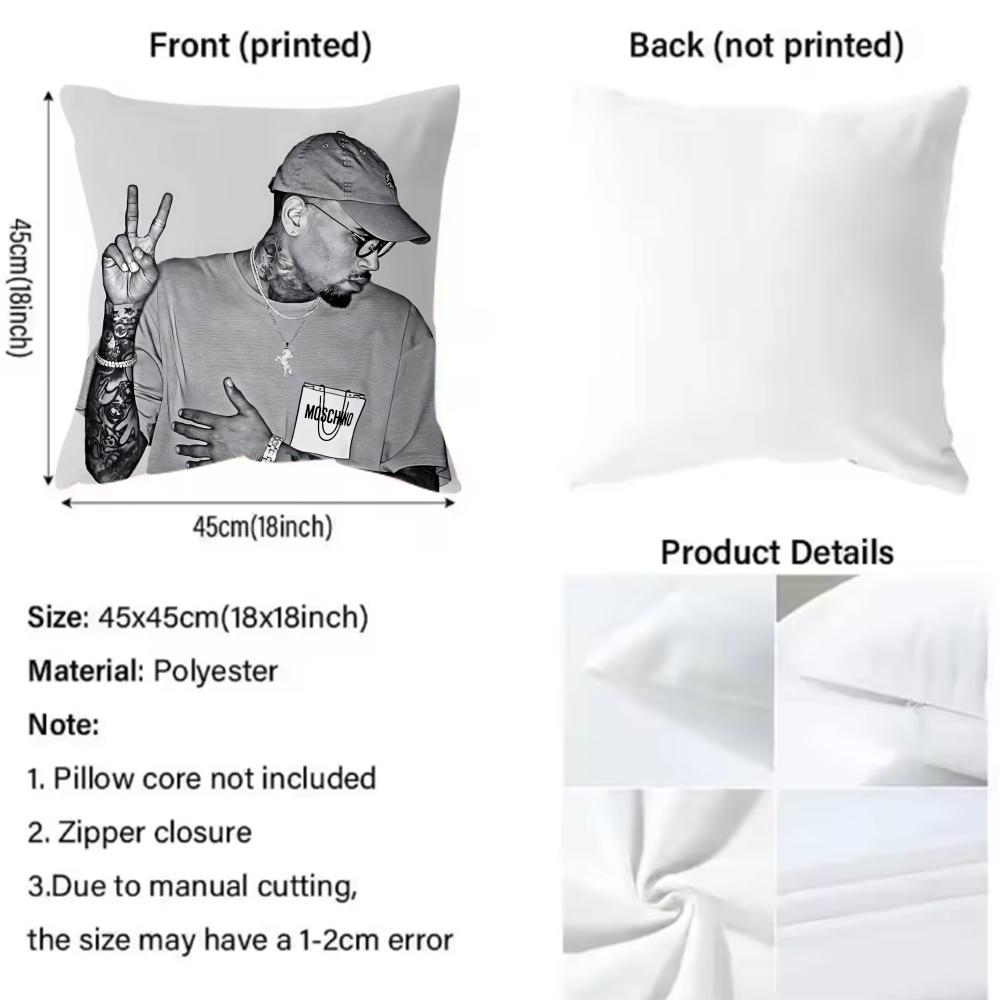 Hot C-Chris Brown Cushion Cover Comfortable Reversible Pillow Cover Ideal for Car Sofa Bedroom & Beyond