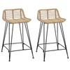 Bar Stool Set of 2 Natural 44 X 45 X 76 Cm Rattan and Steel