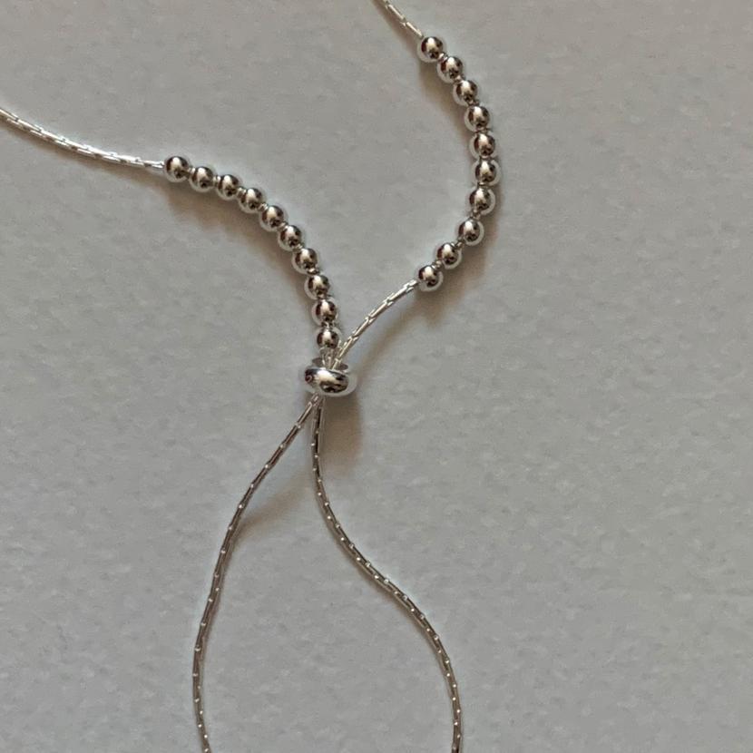 Fine Jewelry 925 Sterling Silver Y Shape Beaded Adjustable Necklace Sweater Necklace for Women
