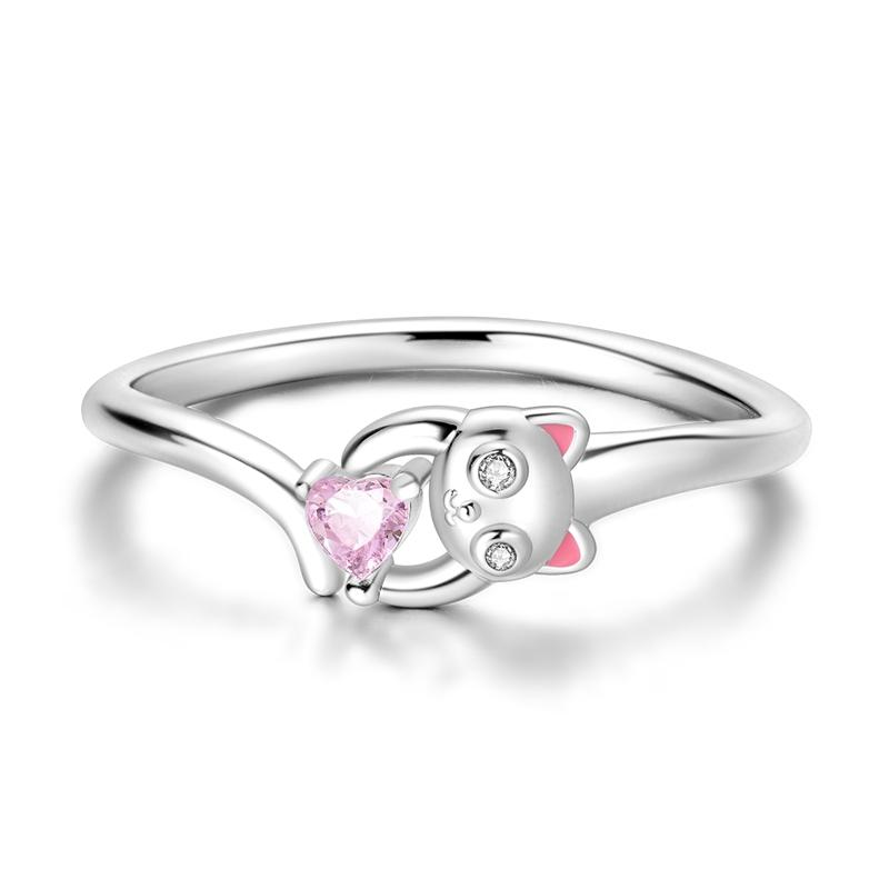 New Design 925 Silver Infinite Pink Zircon Love Heart Shape Ring Finger Rings For Women High Quality Wedding Jewelry Gift