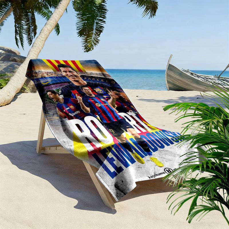 Robert Lewandowski Fc Bayern Munich Beach Towel Portable For Travel Outdoor Camping Seaside Outdoor Pool Towel Quickdrying Swim Towel