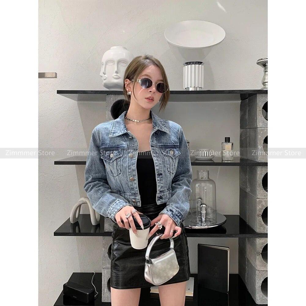 

Женская осенне-зимняя новая короткая джинсовая куртка в стиле ретро, ​​свободная универсальная куртка, топы