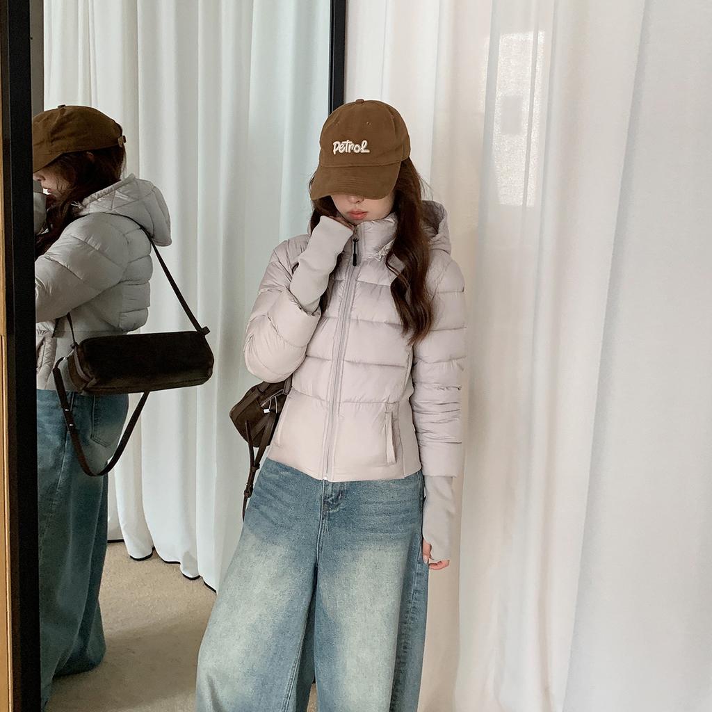 Popular cotton-padded clothes women's short autumn and winter new light and thin cotton-padded clothes slim-fitting extended sleeves cotton-padded