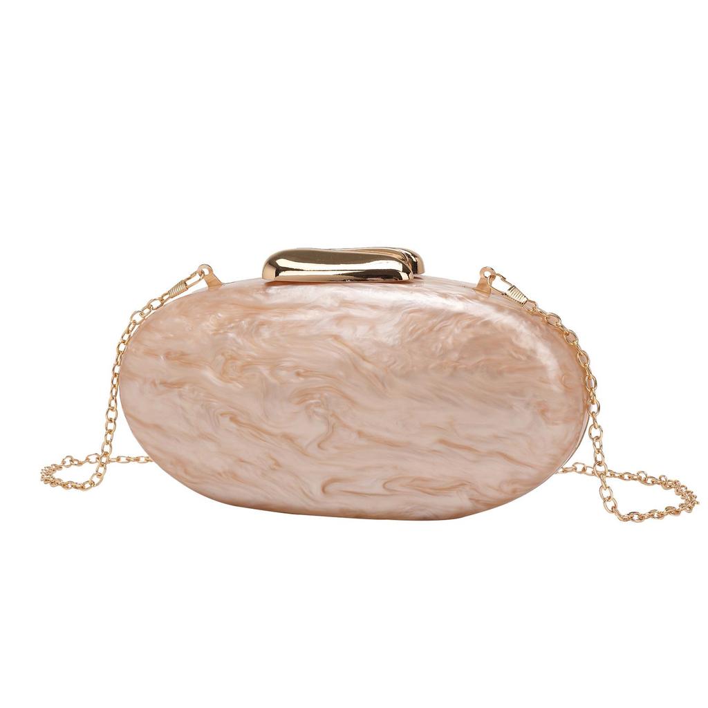 2024 Women's Oval Shell Acrylic Evening Bag with Chain Strap