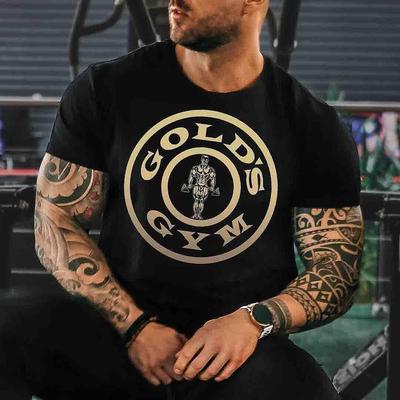 Black Cotton TShirt Mens Gym Muscle Workout Bodybuilding Athletic Casual Fit - Men's Summer Cotton Graphic Tee