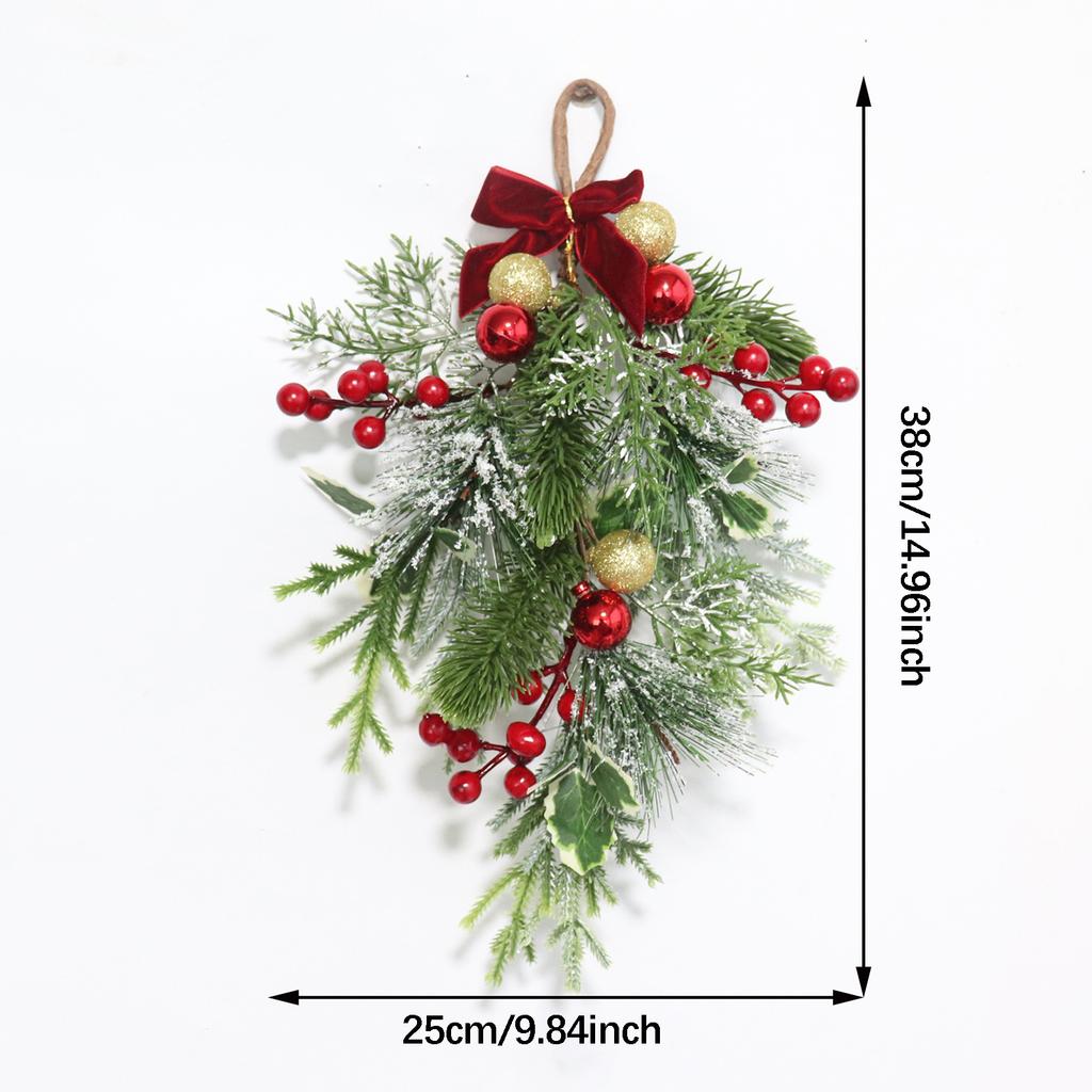 Christmas Teardrop Swag Artificial Garland for Xmas Fireplace Indoor Outdoor Artificial Pine Needle Wreath Cemetery Decorating