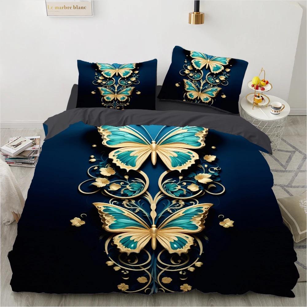 Luxury Bedding Sets 3d Digital Printed Retro Bohemian Butterfly 23pcs High Quality Duvet Cover Set Queen King Size Comforter