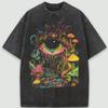 Retro Trippy Grzybek Oko Koszulka Męska Damska Prana Czarna Oversize Tee Codzienna Streetwear Psychedeliczne Graficzne Topy Krótki Rękaw