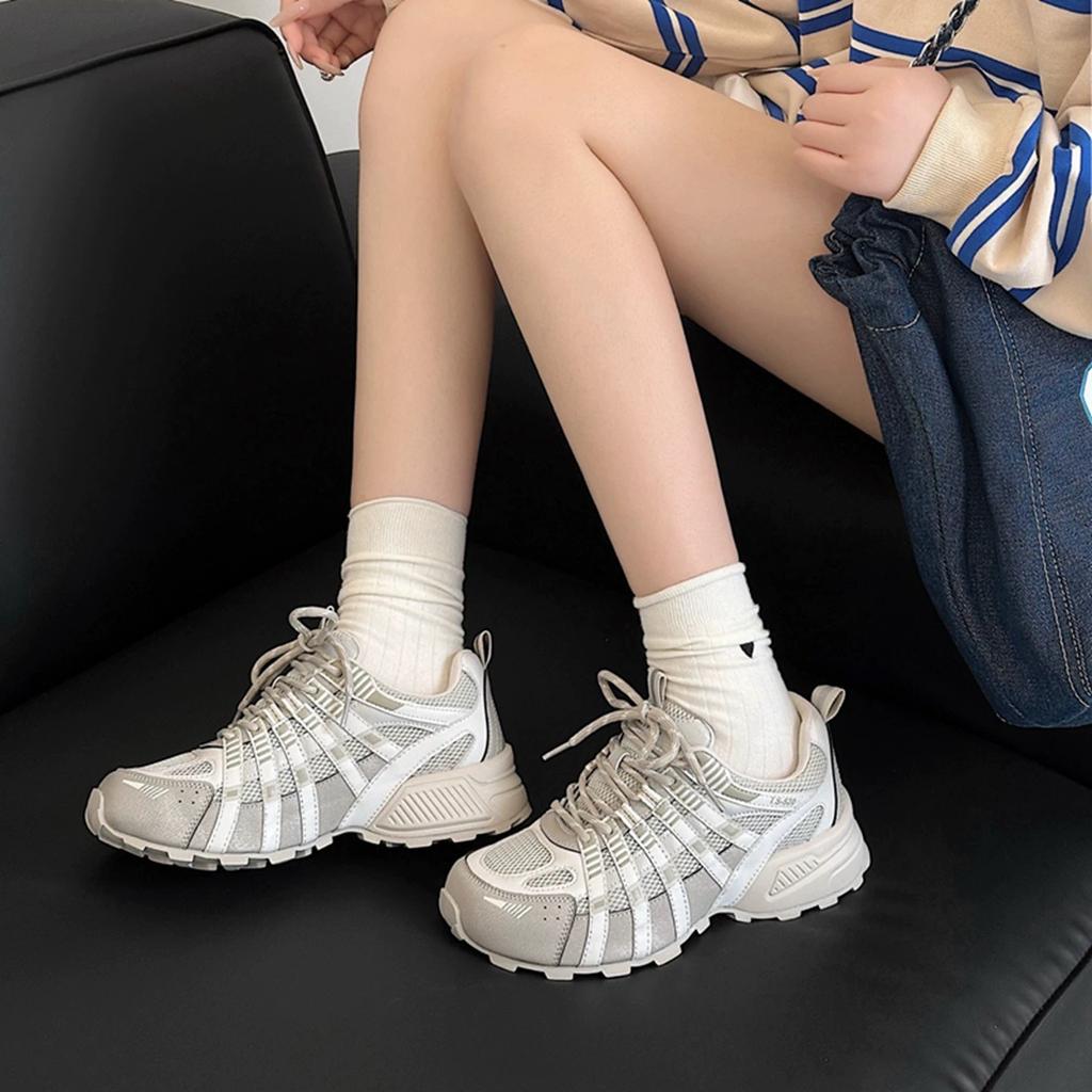 Mesh casual shoes 2025 new fashion versatile comfortable breathable casual soft sole Korean version lace-up women's dad shoes