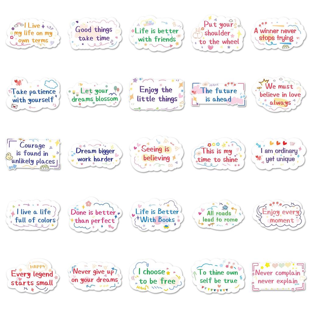 Inspirational English Slogan Stickers - 100 Sheets for Laptop, Suitcase, Car, and Fridge Decor.