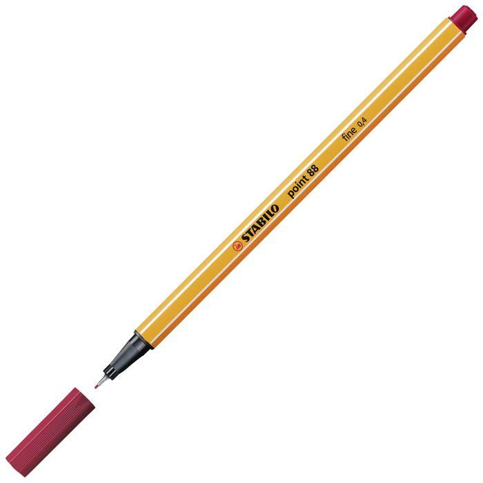 STABILO Lot De 10 Stylo-Feutres POINT 88 Pointe Fine 0,4 Mm Rouge Bordeaux