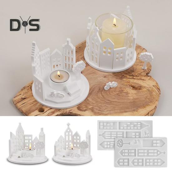 Formă de Silicon Casă Suport Lumânare Rășină Cristal Formă DIY Decor Acasă Gips Ciment Formă Suport Lumânare Formă de Silicon pentru Meșteșuguri din Rășină Ornamente Cadou