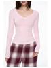Women's V-Neck Lyocell Long-Sleeve Slim-Fit Top - Spring/Autumn Versatile Layered Design