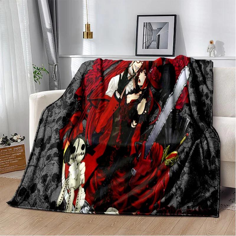 שמיכת קריקטורה אנימה תלת מימדית בלאק באטלר, שמיכת פליז רכה לבית, לחדר שינה, למיטה, לספה, לפיקניק, לנסיעות, למשרד, לכיסוי מנוחה, שמיכת ילדים