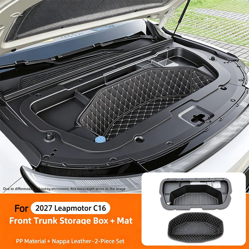 For Leapmotor C16/C10 EV 2024 2025 2026 2027 Front Trunk Storage Box Integrated With Leather pad Modification Accessories