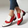 Plus Size 48 Women's Contrast Color Pumps Lace Up Hollow Out Dressy Chunky Heels Round Toe Comfort Daily Footwear
