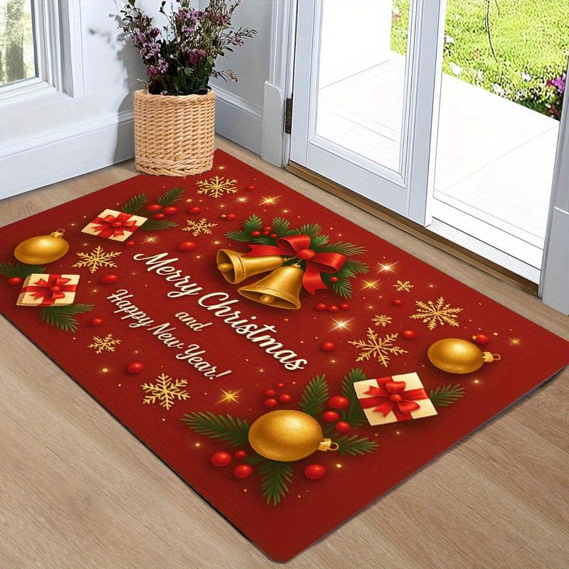 1Pcs Anti Fatigue Kitchen Rugs Christmas Golden Bells Waterproof Non-Slip Thick Cushioned Kitchen Mat Heavy Duty Comfort Standing Mat for Kitchen