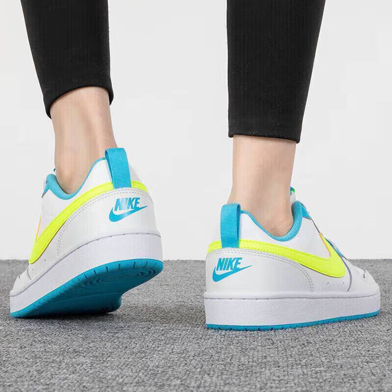 New Nike Court Borough Low 2 GS 'White Baltic Blue Volt' BQ5448-122
