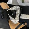 Fashion Fashion Crystal Buckle Luxury High Heels Summer Sexy Pointed Toe Slide Sandals Elegant Wedding Bridal Shoe Party Shoes for Women
