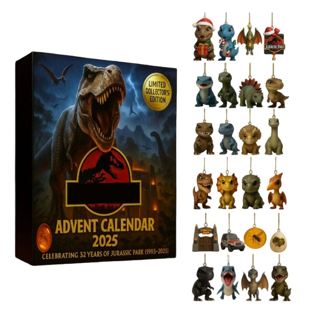 2D Advent Calendar Box, Christmas Countdown Calendar (with Dragon Decorative Toy), 24-Day Christmas Advent Calendar, Christmas Tree Decoration